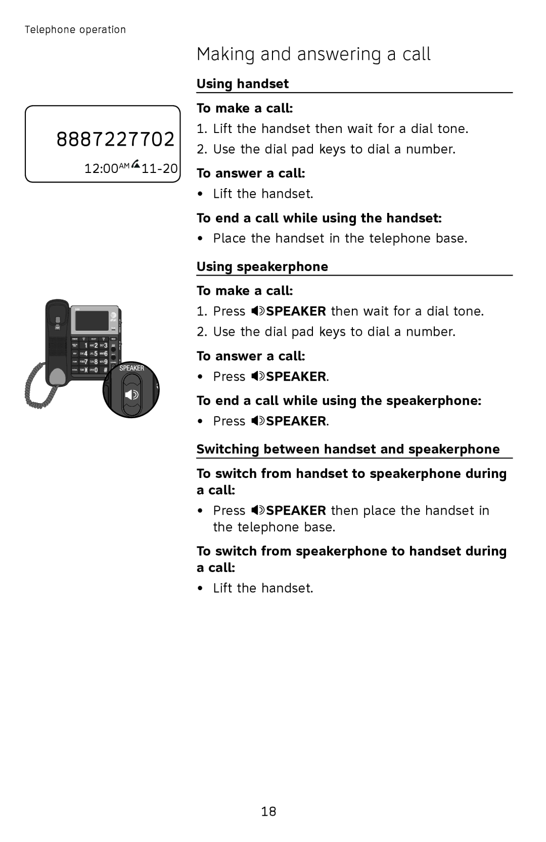 AT&T CL2939 user manual Making and answering a call 