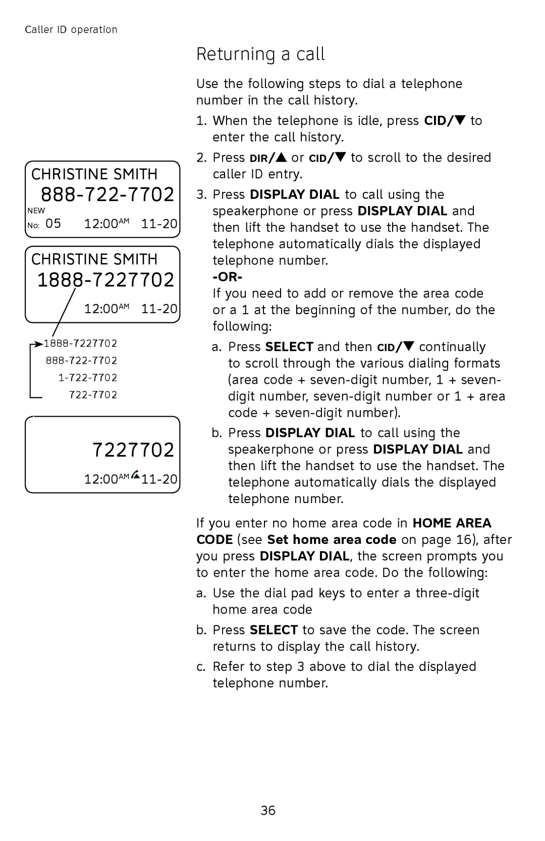 AT&T CL2939 user manual 7227702, Returning a call 