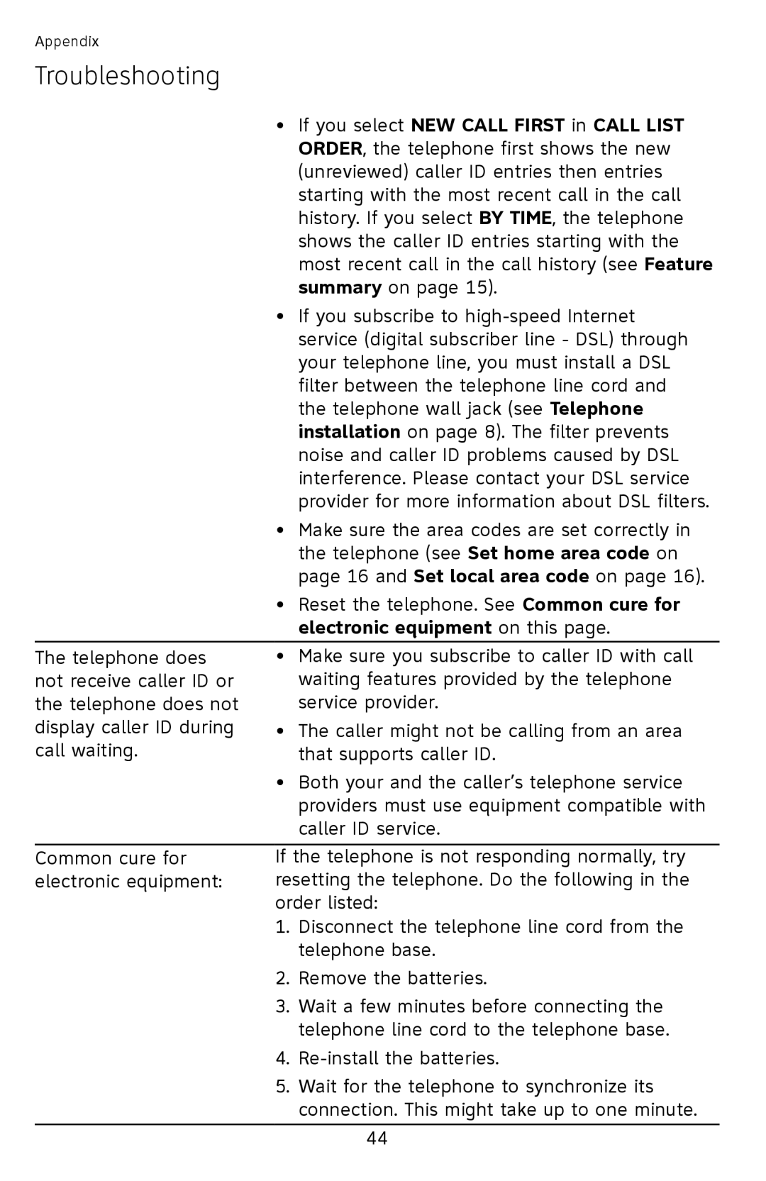 AT&T CL2939 user manual If you select NEW Call First in Call List, Electronic equipment on this 