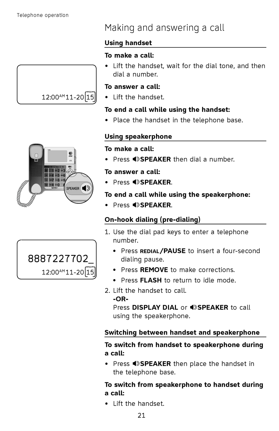 AT&T CL4939 user manual Making and answering a call 