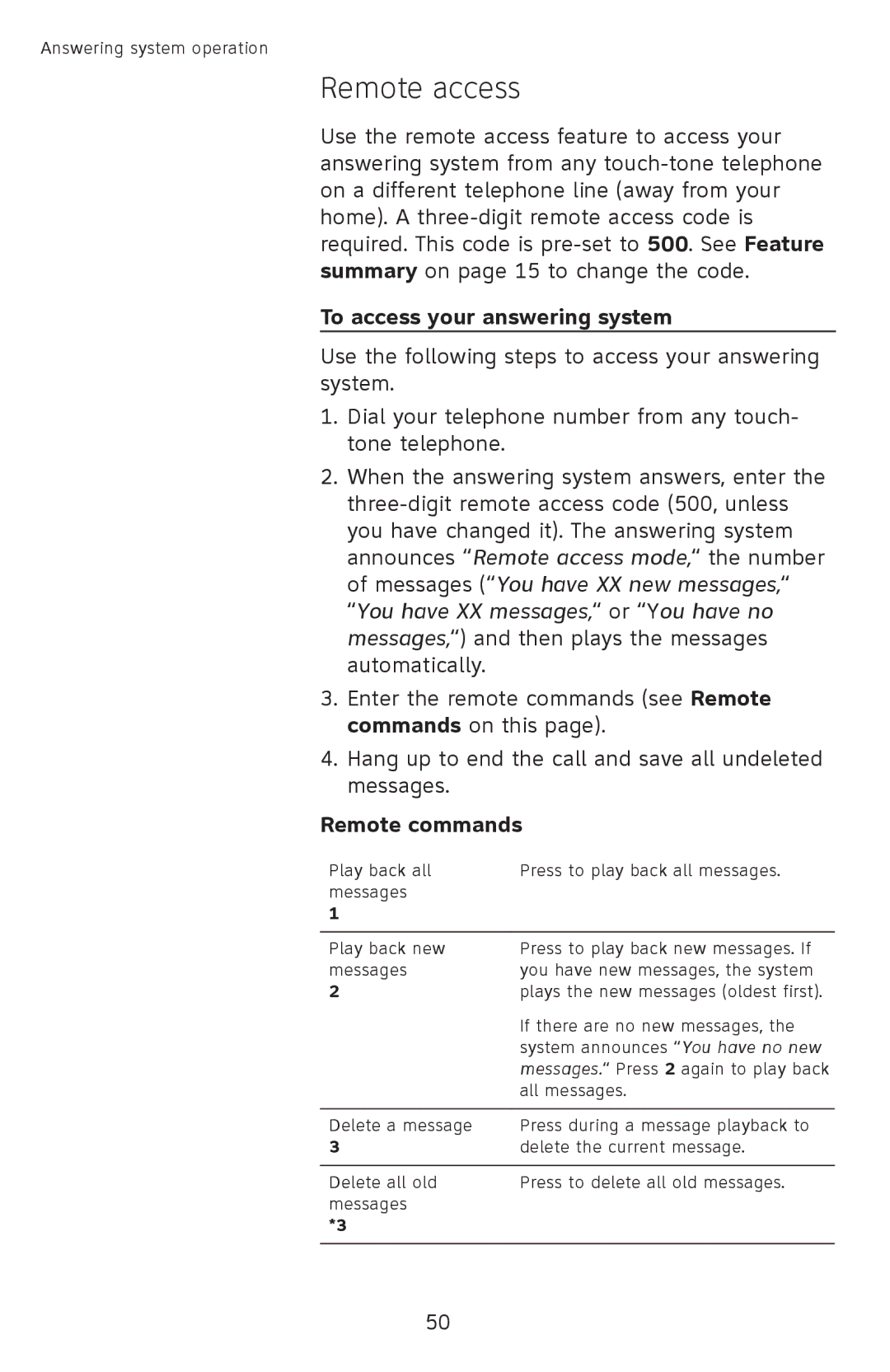 AT&T CL4939 user manual Remote access, To access your answering system, Remote commands 