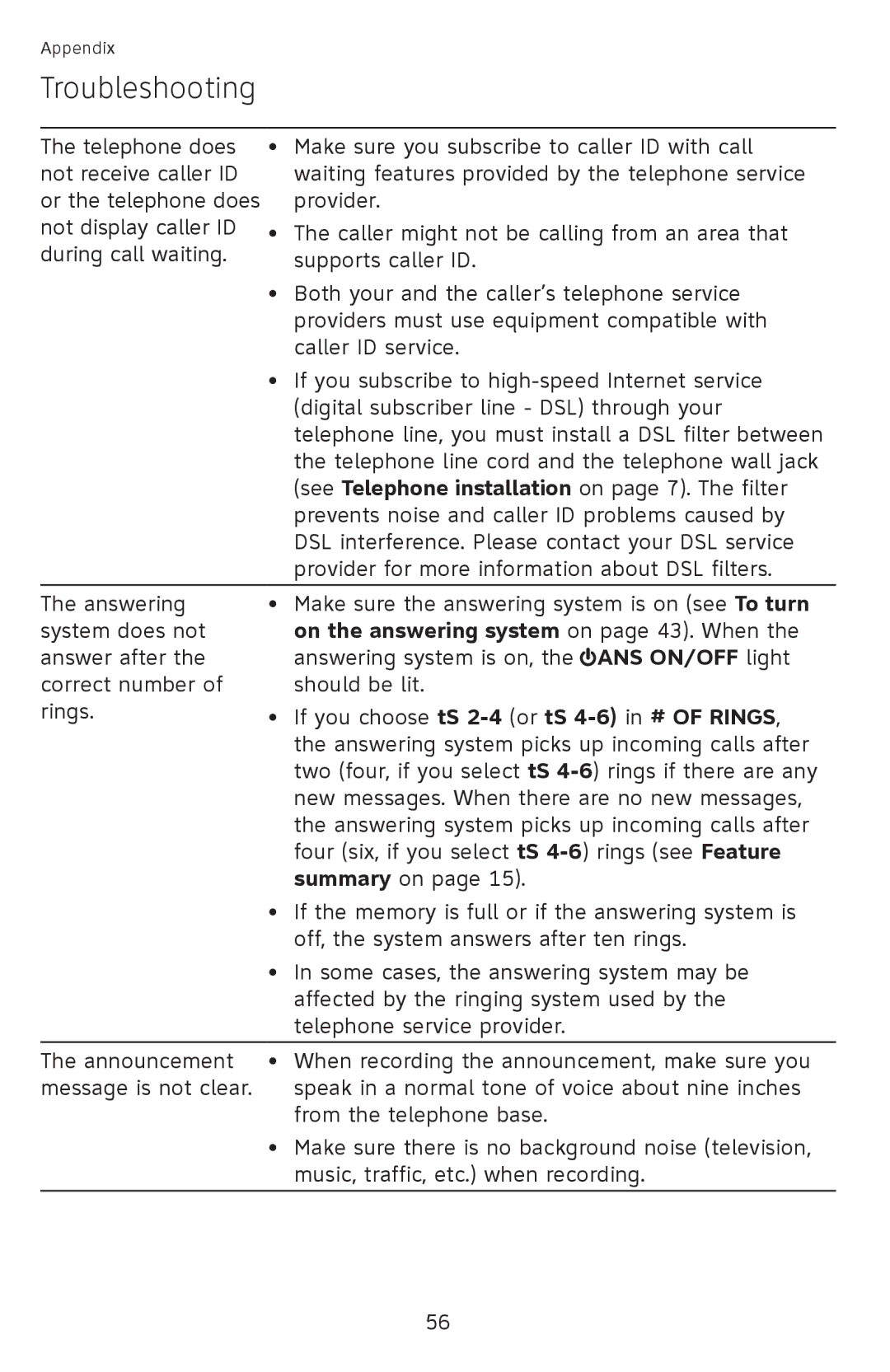 AT&T CL4939 user manual On the answering system on page 43. When, If you choose tS 2-4 or tS 4-6 in # of Rings 