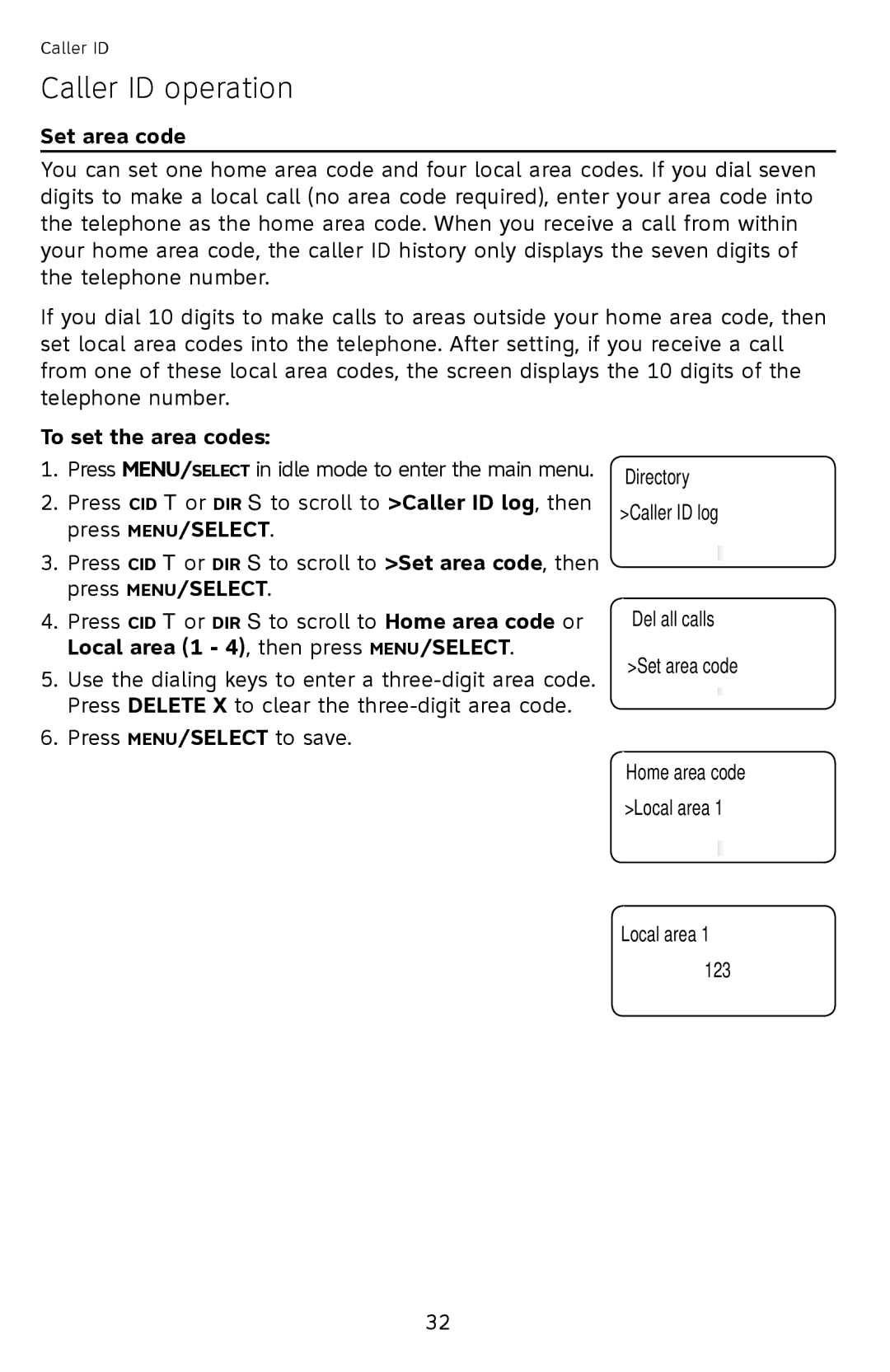 AT&T CL4940 user manual Set area code, To set the area codes 