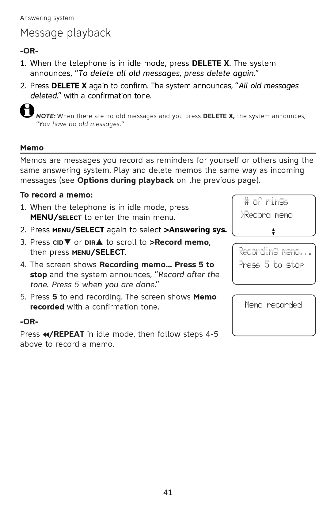 AT&T CL4940 user manual Memo, To record a memo 