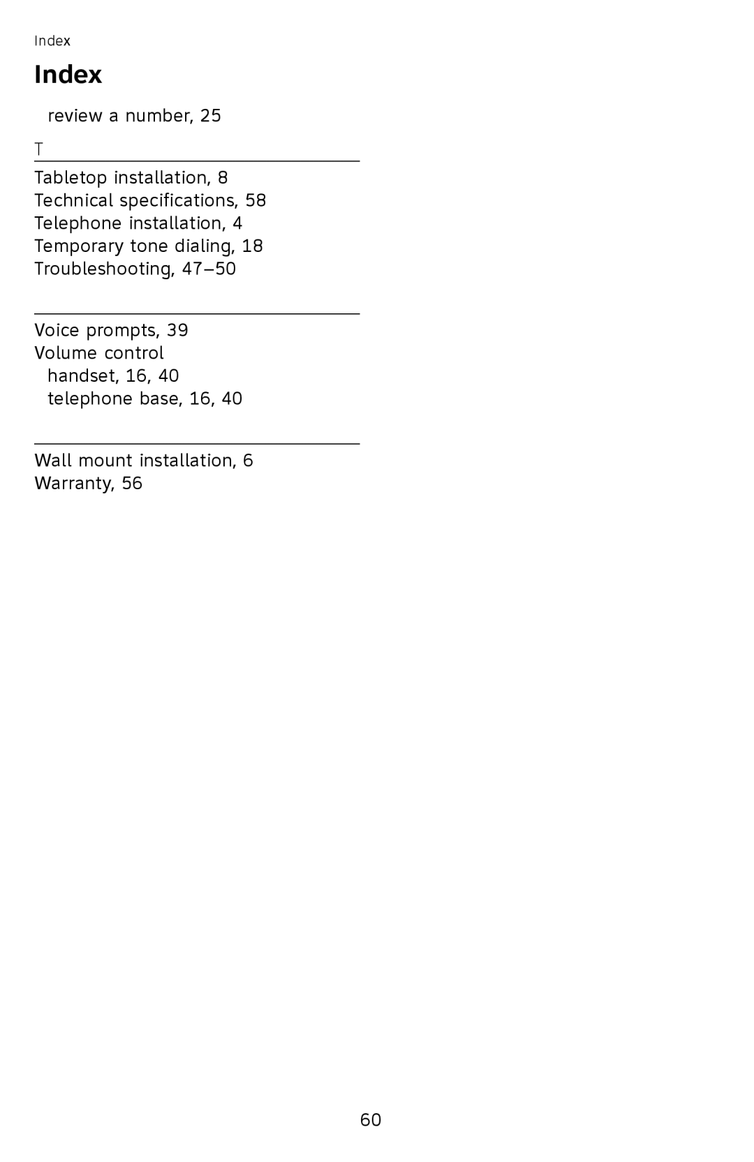 AT&T CL4940 user manual Index 