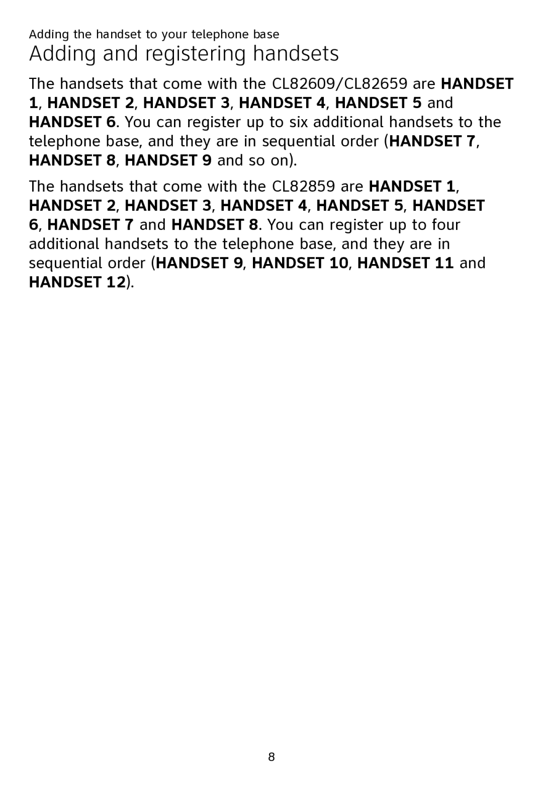 AT&T CL80109 user manual Adding and registering handsets 