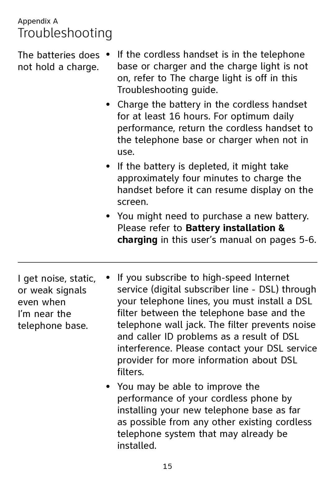 AT&T CL80109 user manual Troubleshooting 