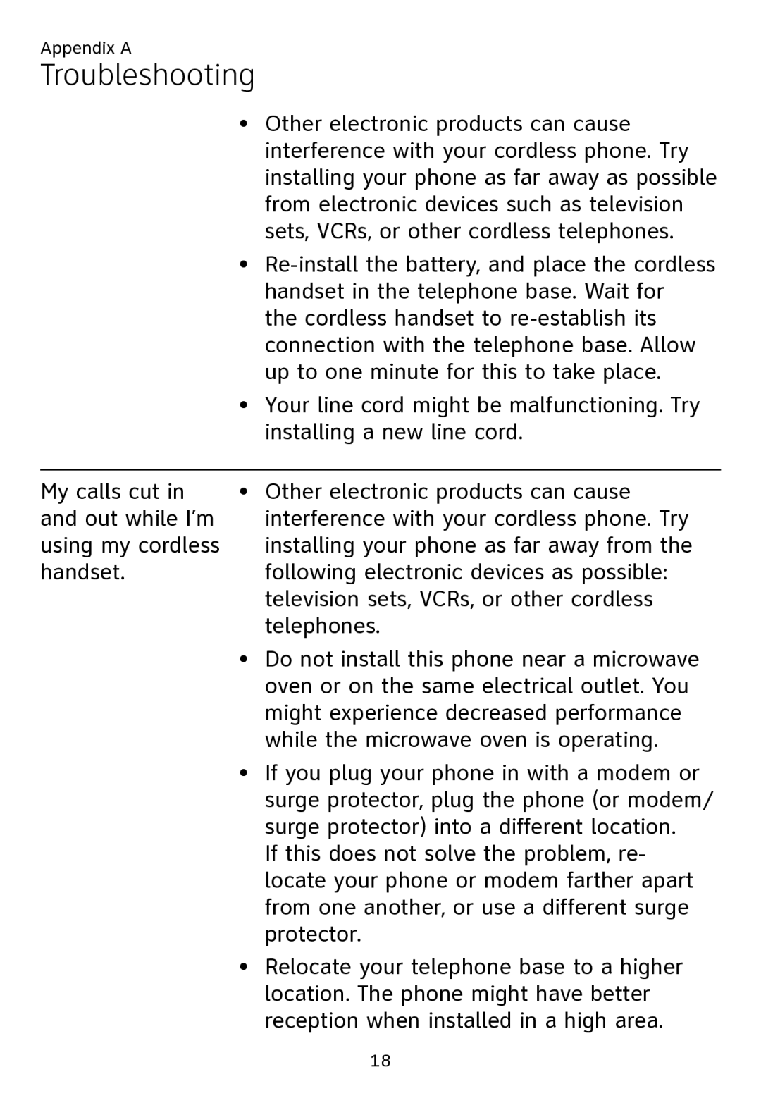 AT&T CL80109 user manual Troubleshooting 