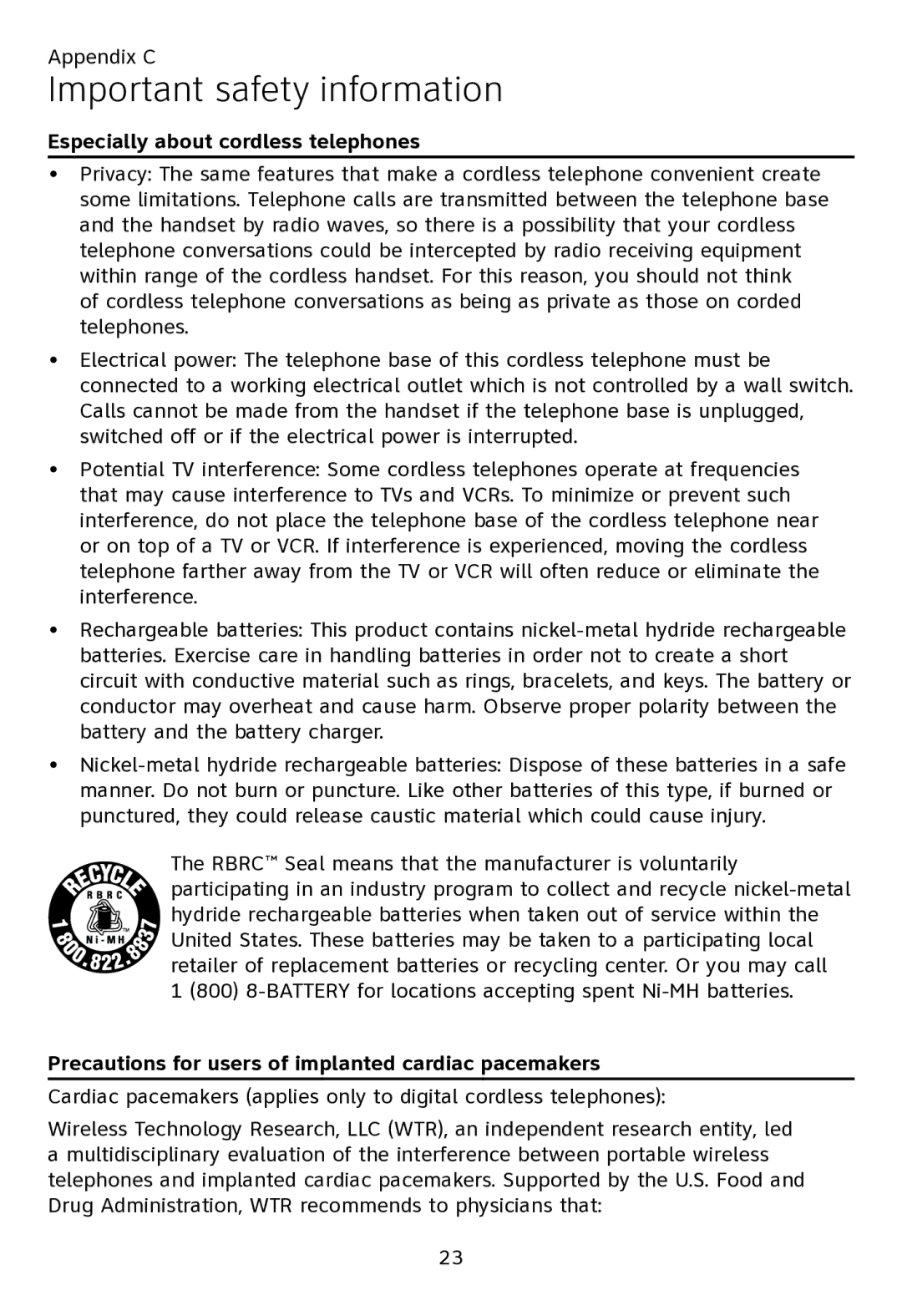 AT&T CL80109 user manual Especially about cordless telephones, Precautions for users of implanted cardiac pacemakers 