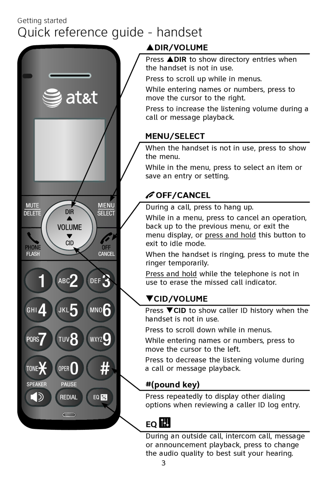 AT&T CL80111 user manual Menu/Select 