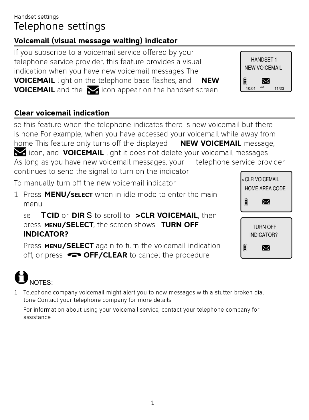 AT&T CL81219, CL81209 user manual Voicemail visual message waiting indicator, Clear voicemail indication 