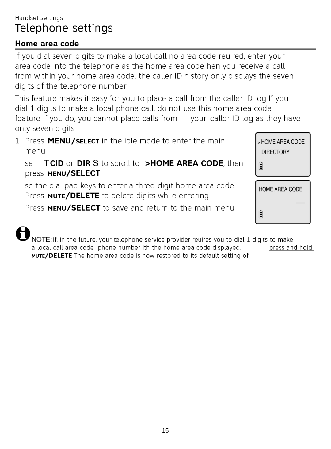 AT&T CL81209, CL81219 user manual Home area code 