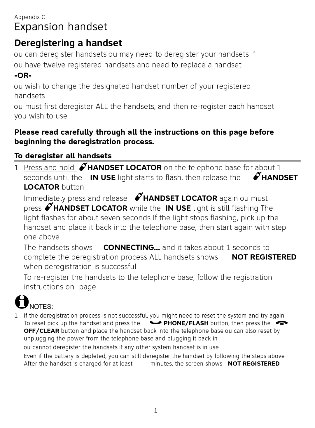 AT&T CL81209, CL81219 user manual Deregistering a handset 