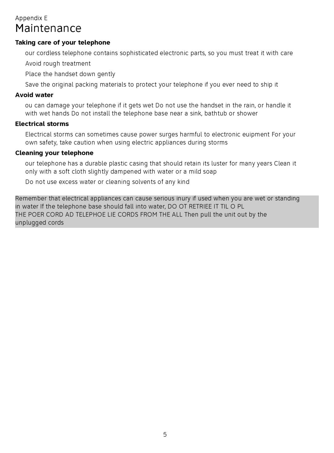 AT&T CL81219, CL81209 Maintenance, Taking care of your telephone, Avoid water, Electrical storms, Cleaning your telephone 