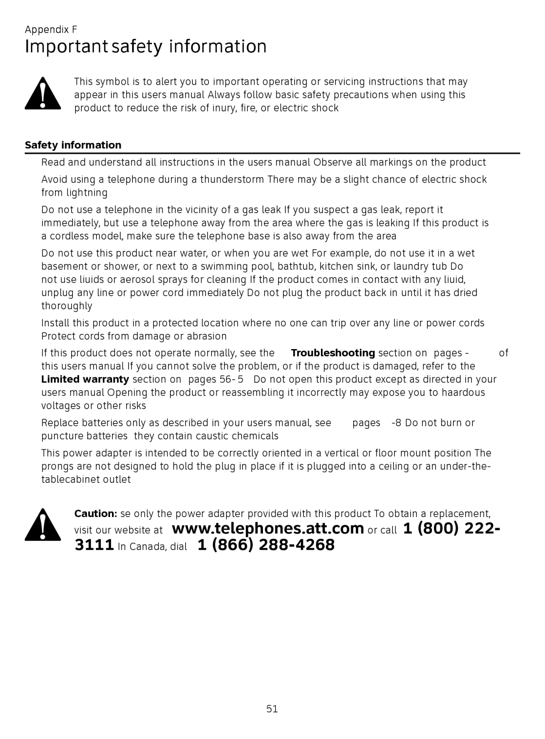 AT&T CL81209, CL81219 user manual Important safety information, Safety information 