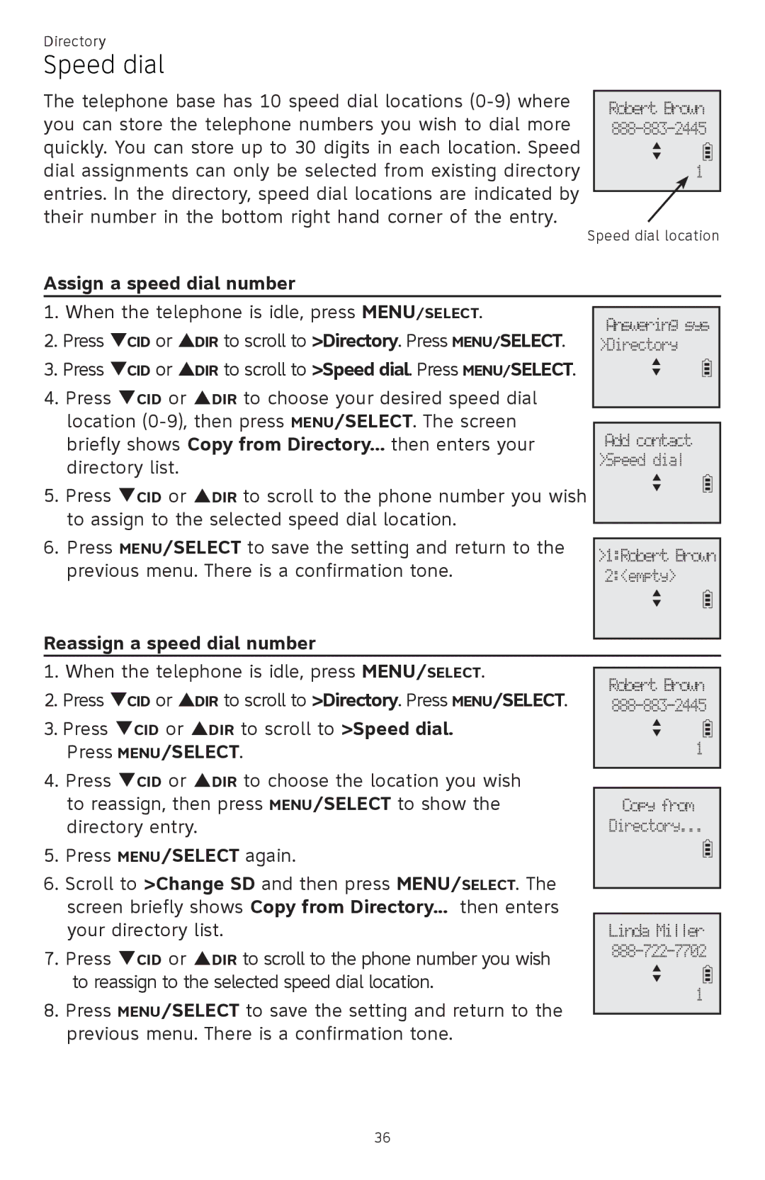 AT&T CL82101, CL82401, CL82601, CL81301 user manual Speed dial, Assign a speed dial number, Reassign a speed dial number 