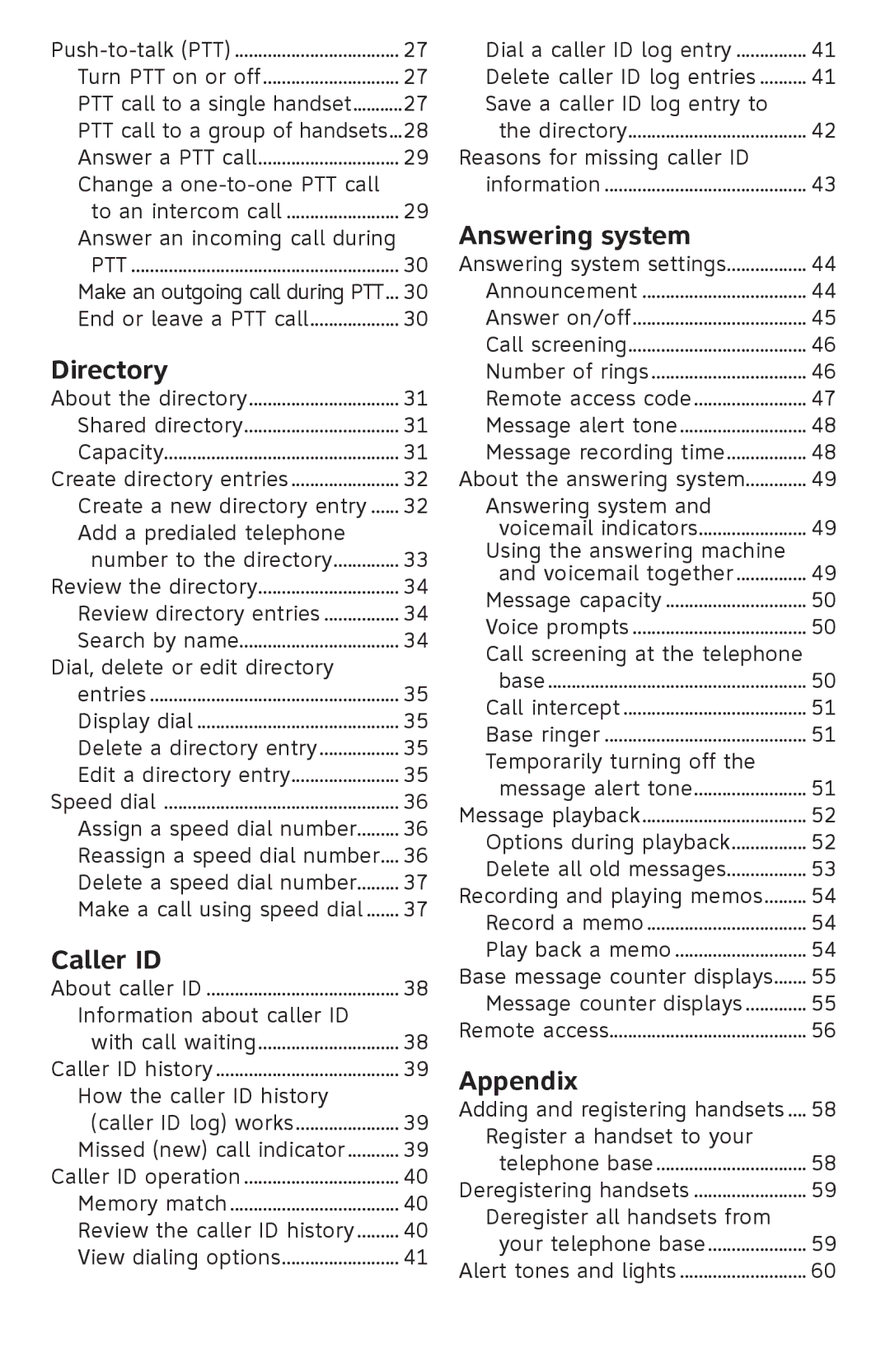 AT&T CL82601, CL82401, CL82101, CL81301 user manual Directory 