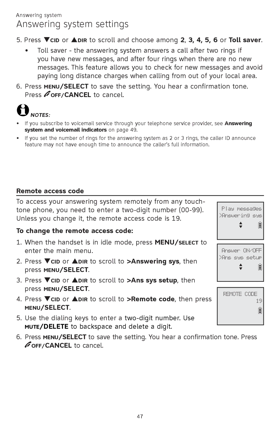 AT&T CL82601, CL82401, CL82101, CL81301 user manual Remote access code, To change the remote access code 