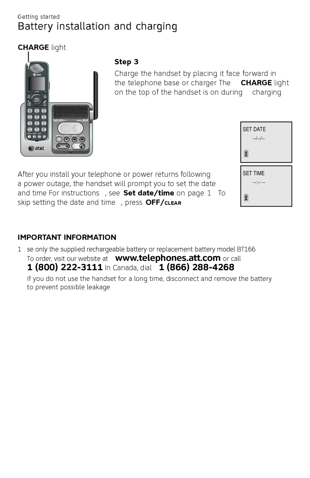 AT&T CL82450 user manual Charge light Step 