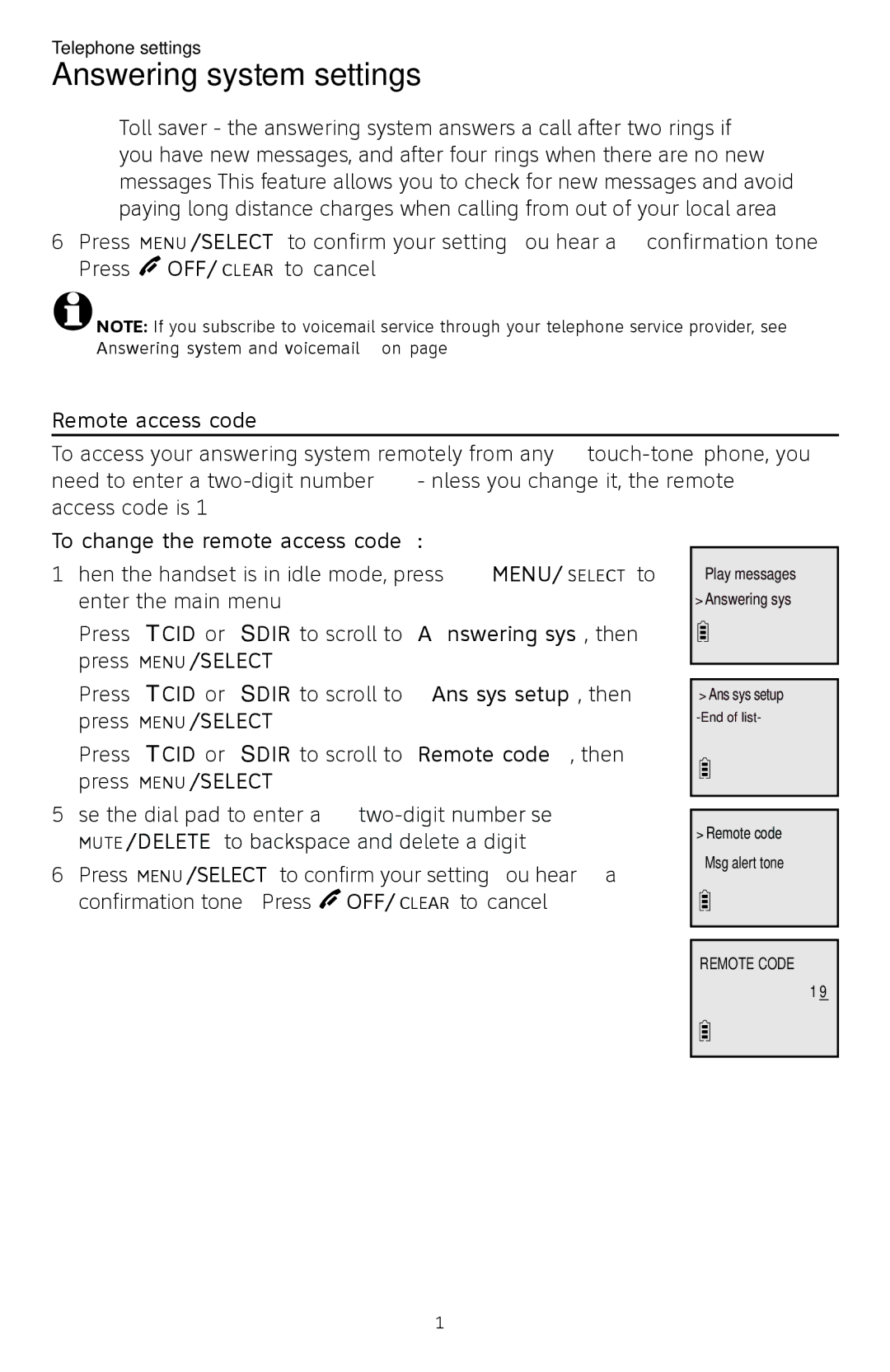 AT&T CL82450 user manual Remote access code, To change the remote access code 