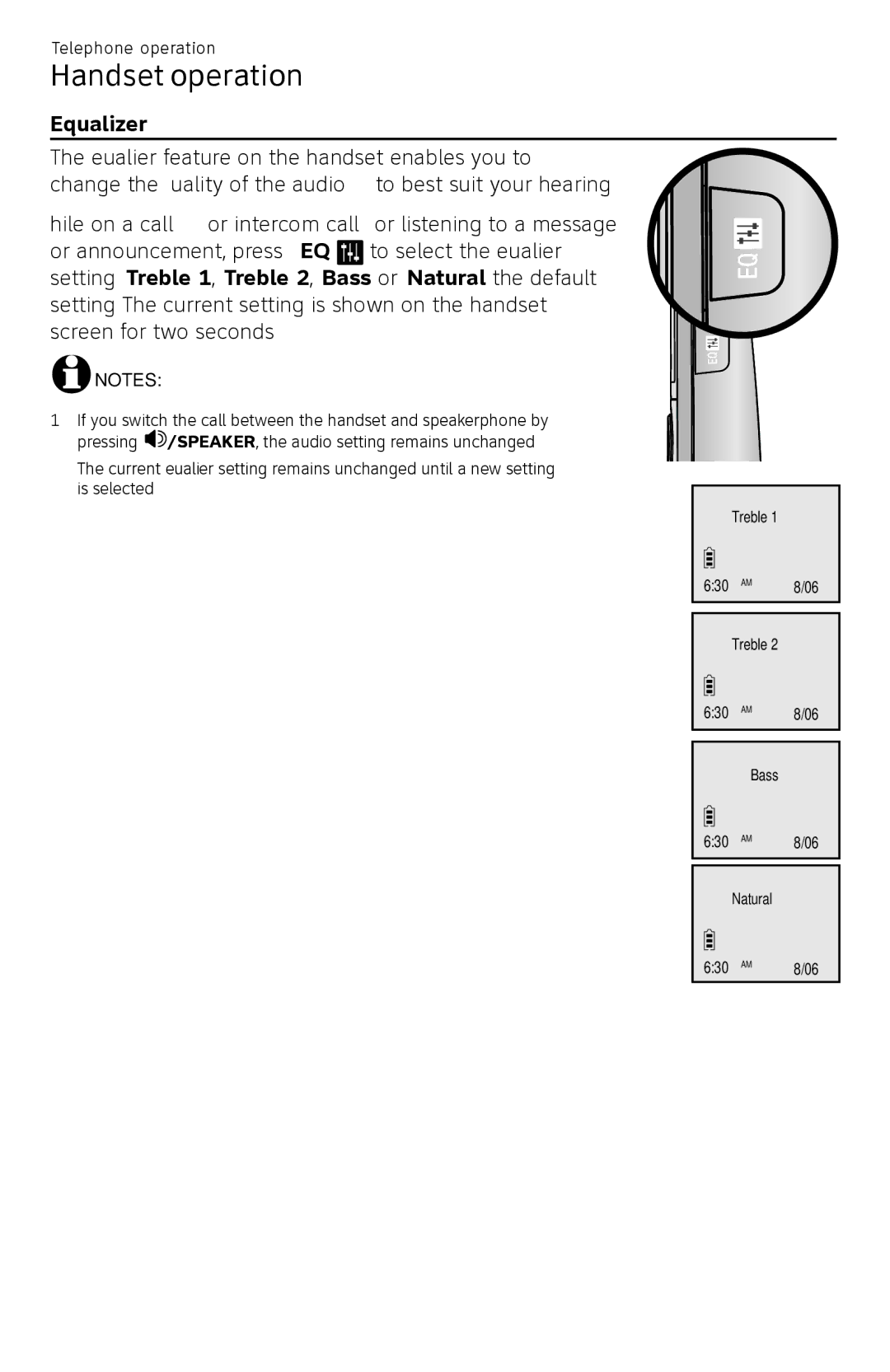 AT&T CL82450 user manual Equalizer 