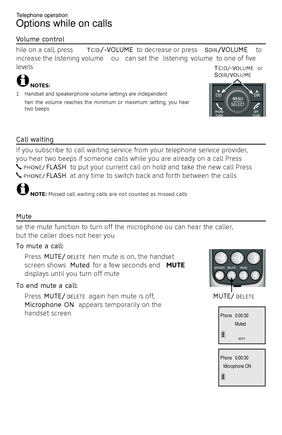 AT&T CL82450 user manual Options while on calls 