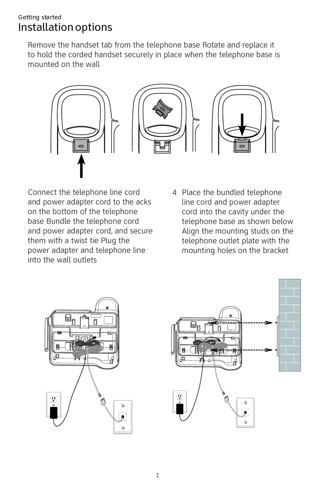 AT&T CL84250 user manual Installation options 