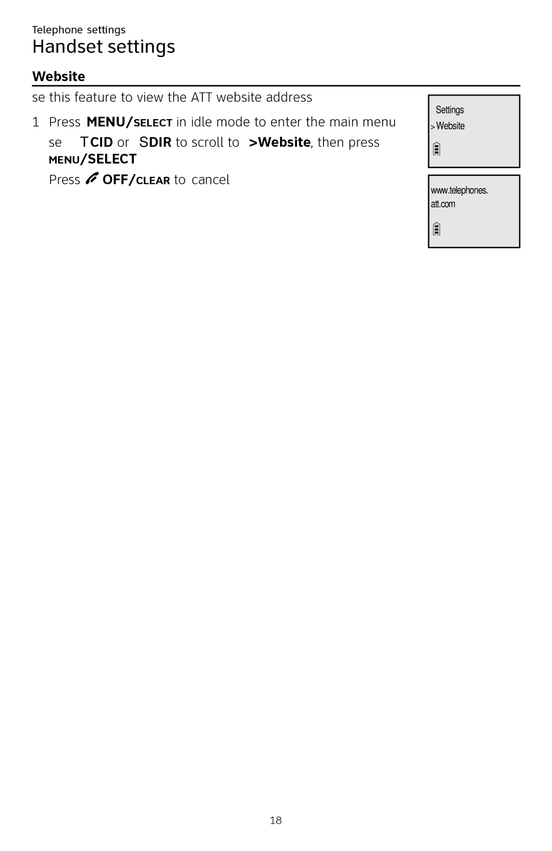 AT&T CL84250 user manual Website 