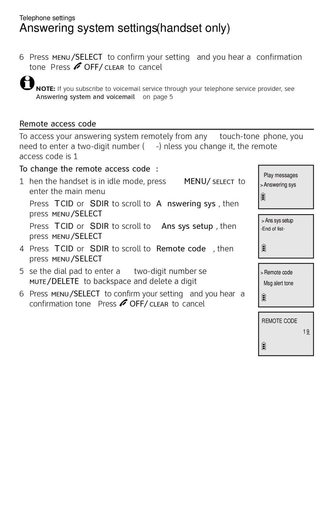 AT&T CL84250 user manual Remote access code, To change the remote access code 