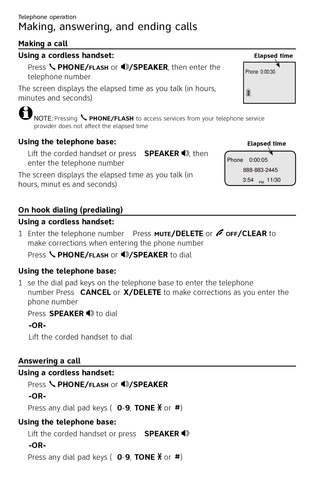 AT&T CL84250 Making, answering, and ending calls, Making a call Using a cordless handset, Using the telephone base 