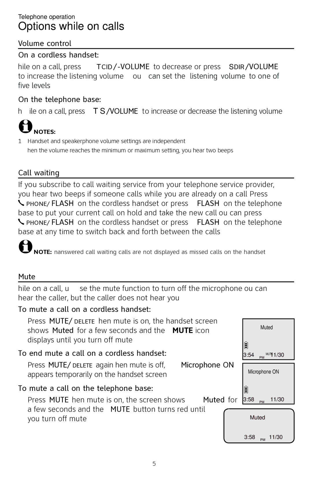 AT&T CL84250 user manual Options while on calls 