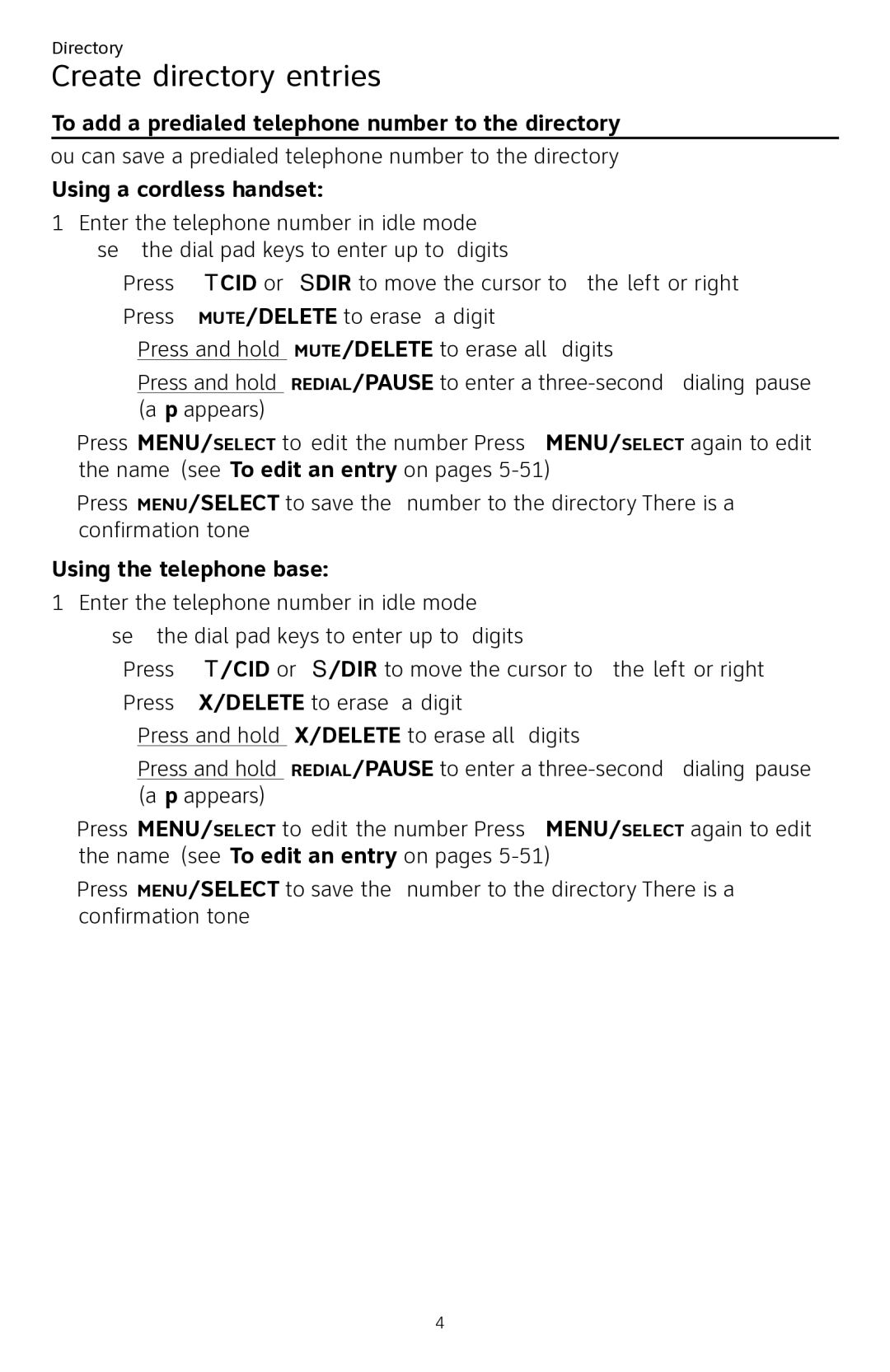 AT&T CL84250 user manual To add a predialed telephone number to the directory, Using a cordless handset 