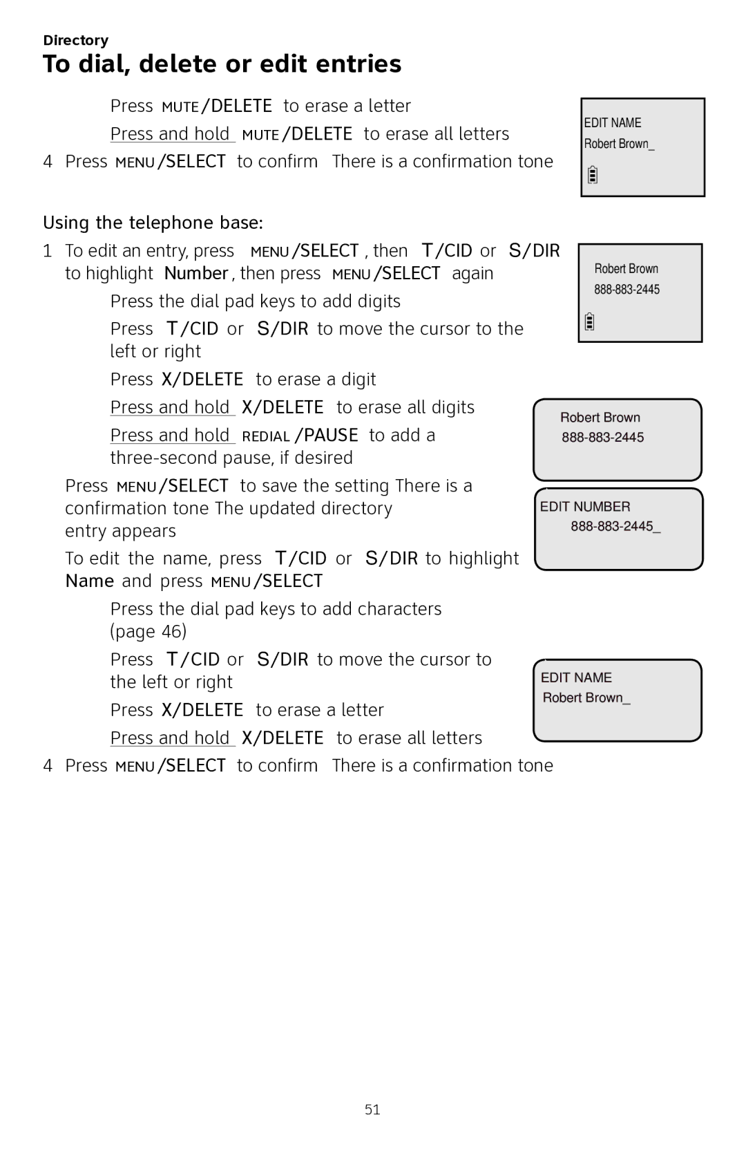 AT&T CL84250 user manual Press MENU/SELECT to confirm. There is a confirmation tone 