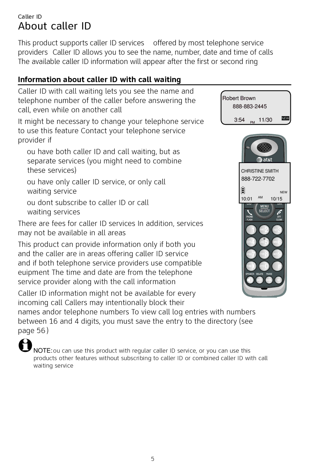 AT&T CL84250 user manual About caller ID, Information about caller ID with call waiting 