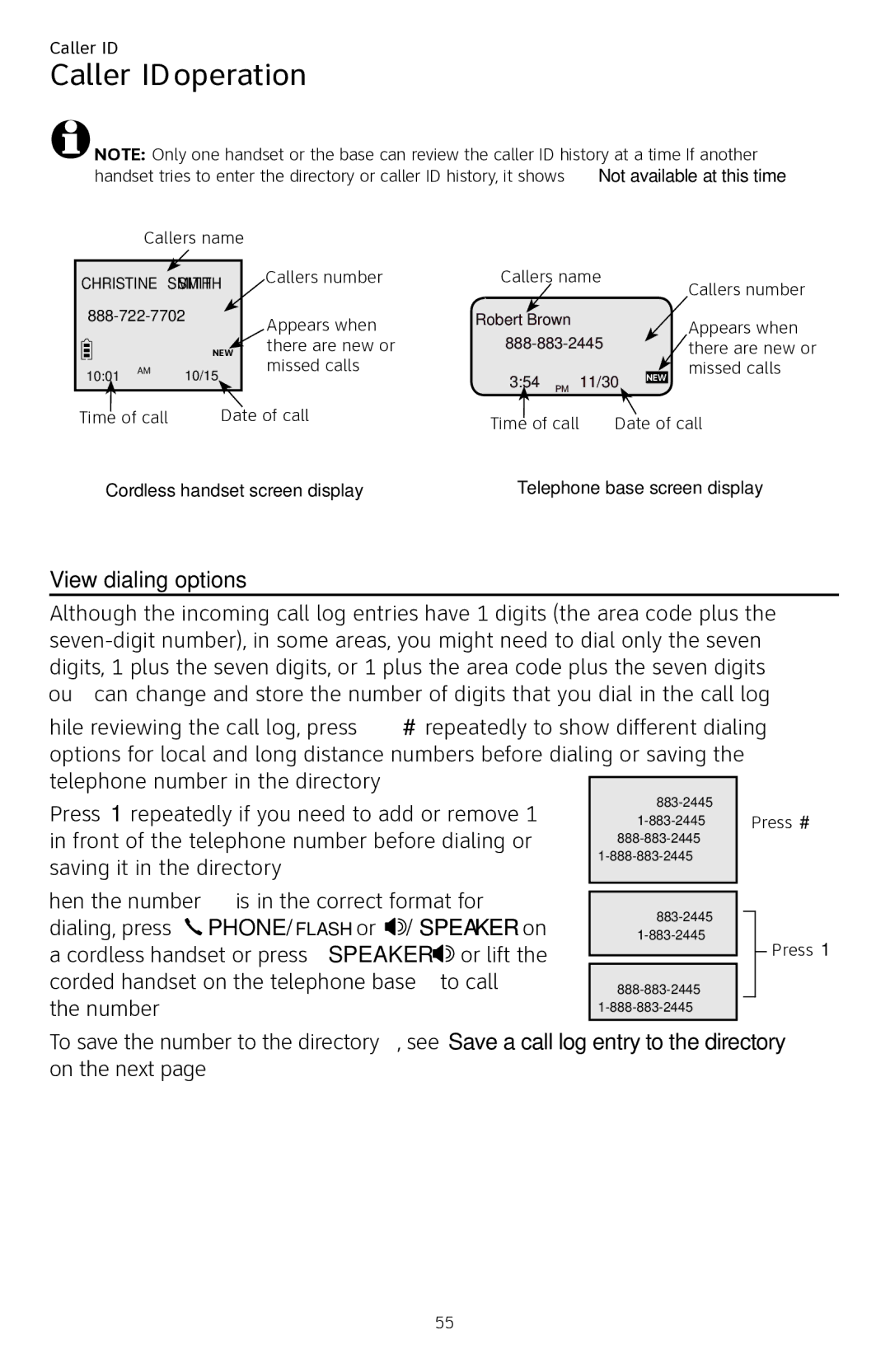 AT&T CL84250 user manual View dialing options 