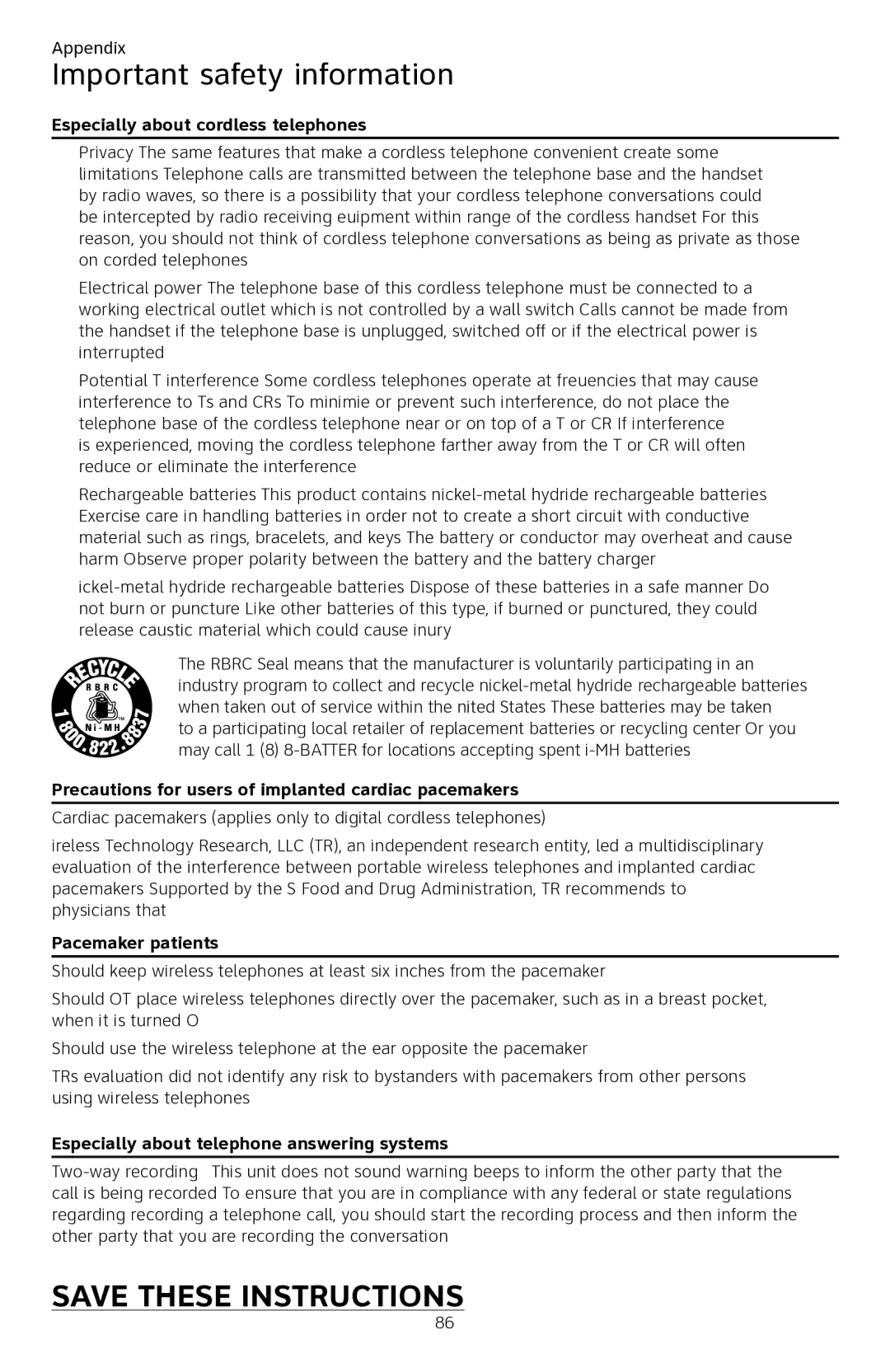 AT&T CL84250 user manual Especially about cordless telephones 