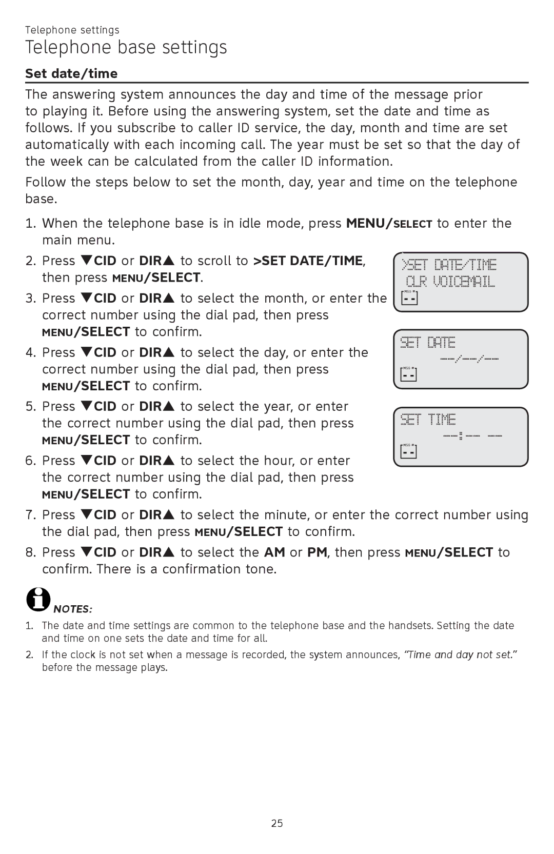 AT&T CL84209, CL84309, CL84109 user manual SET DATE/TIME CLR Voicemail 