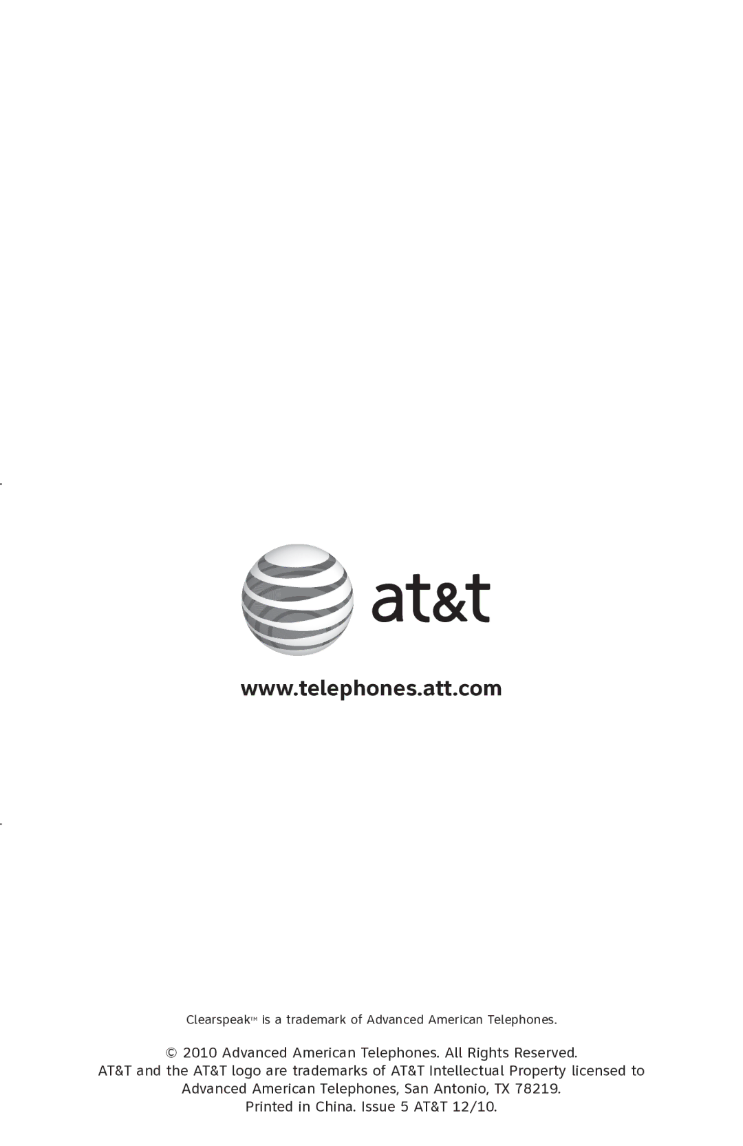 AT&T CL84350 user manual ClearspeakTM is a trademark of Advanced American Telephones 