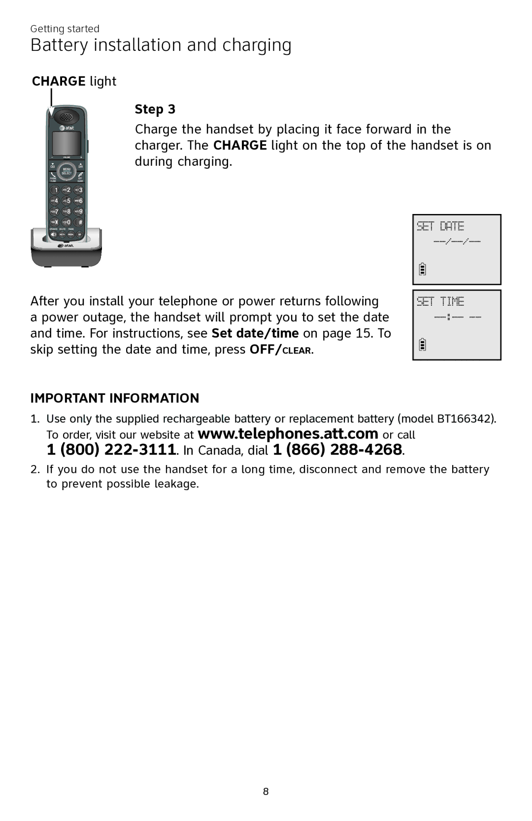 AT&T CL84350 user manual Charge light Step 