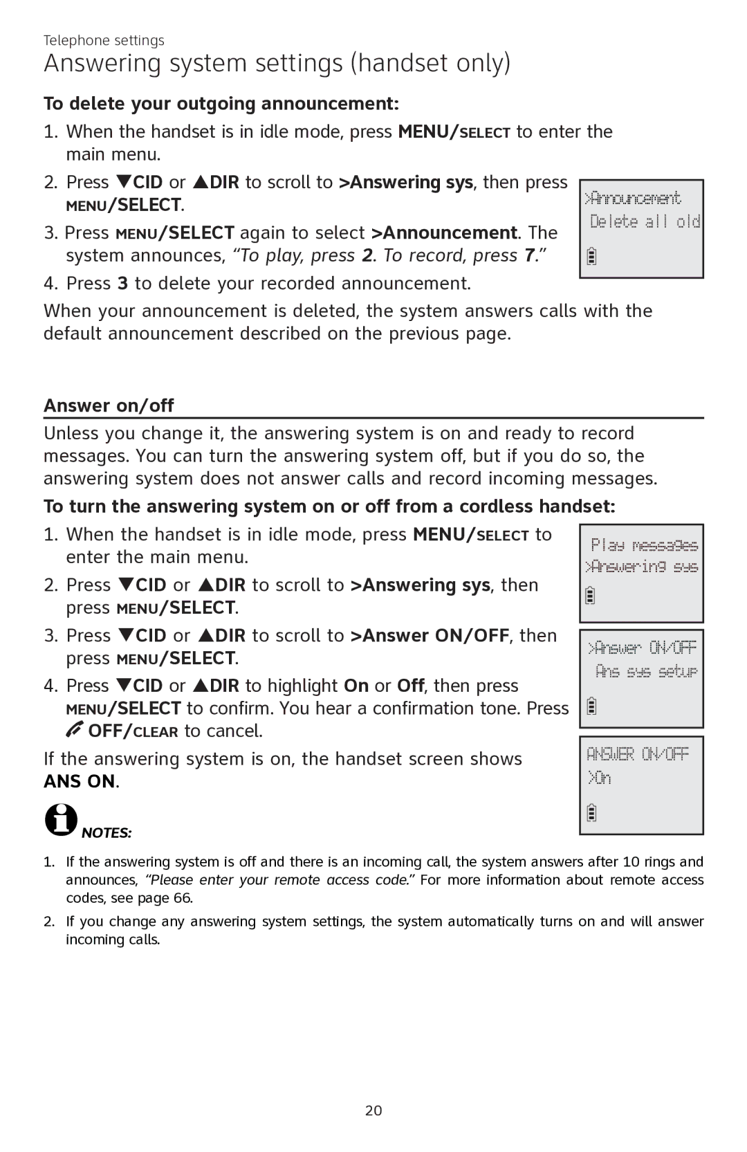 AT&T CL84350 user manual To delete your outgoing announcement, Answer on/off 