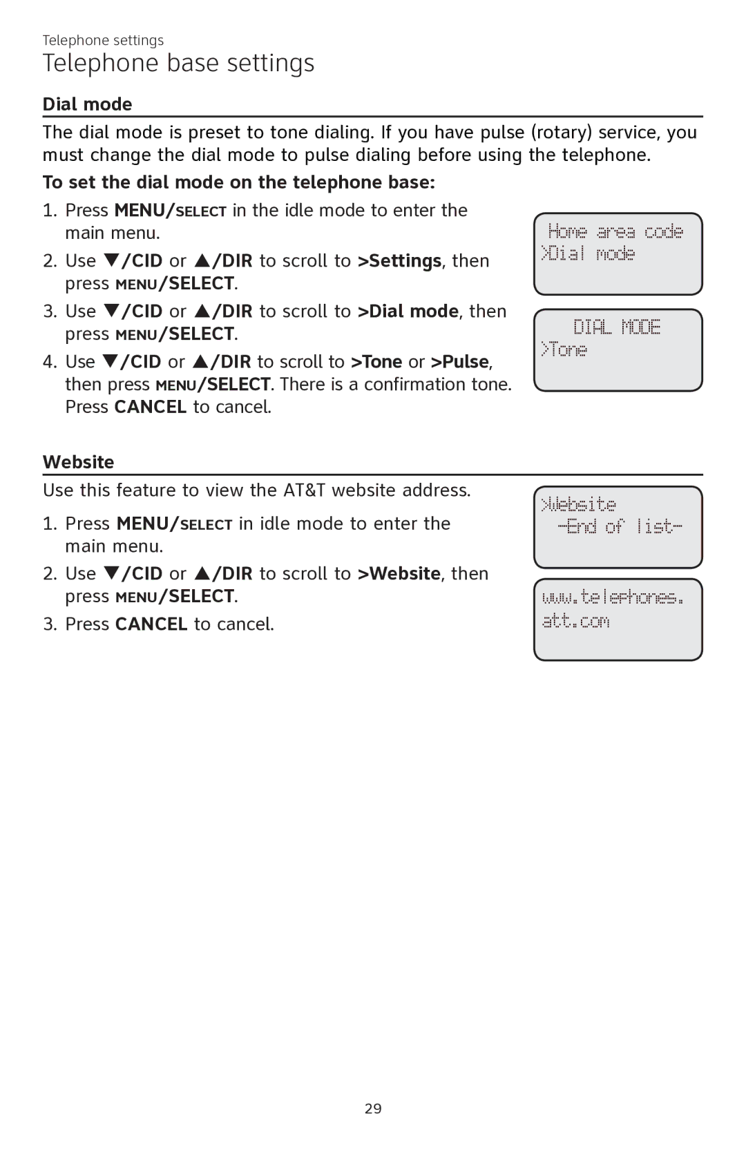 AT&T CL84350 user manual Dial mode, To set the dial mode on the telephone base 