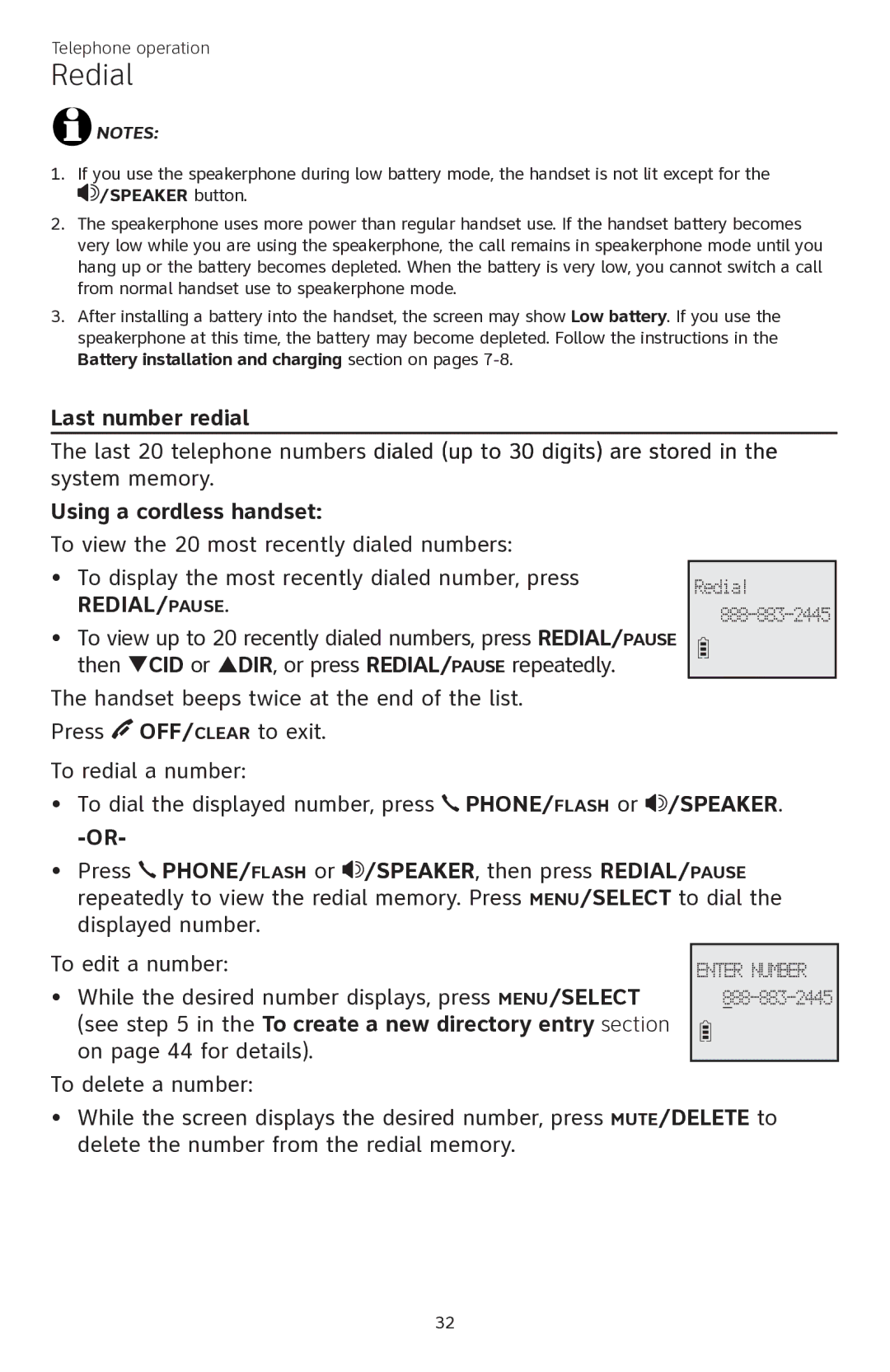 AT&T CL84350 user manual Redial/Pause 