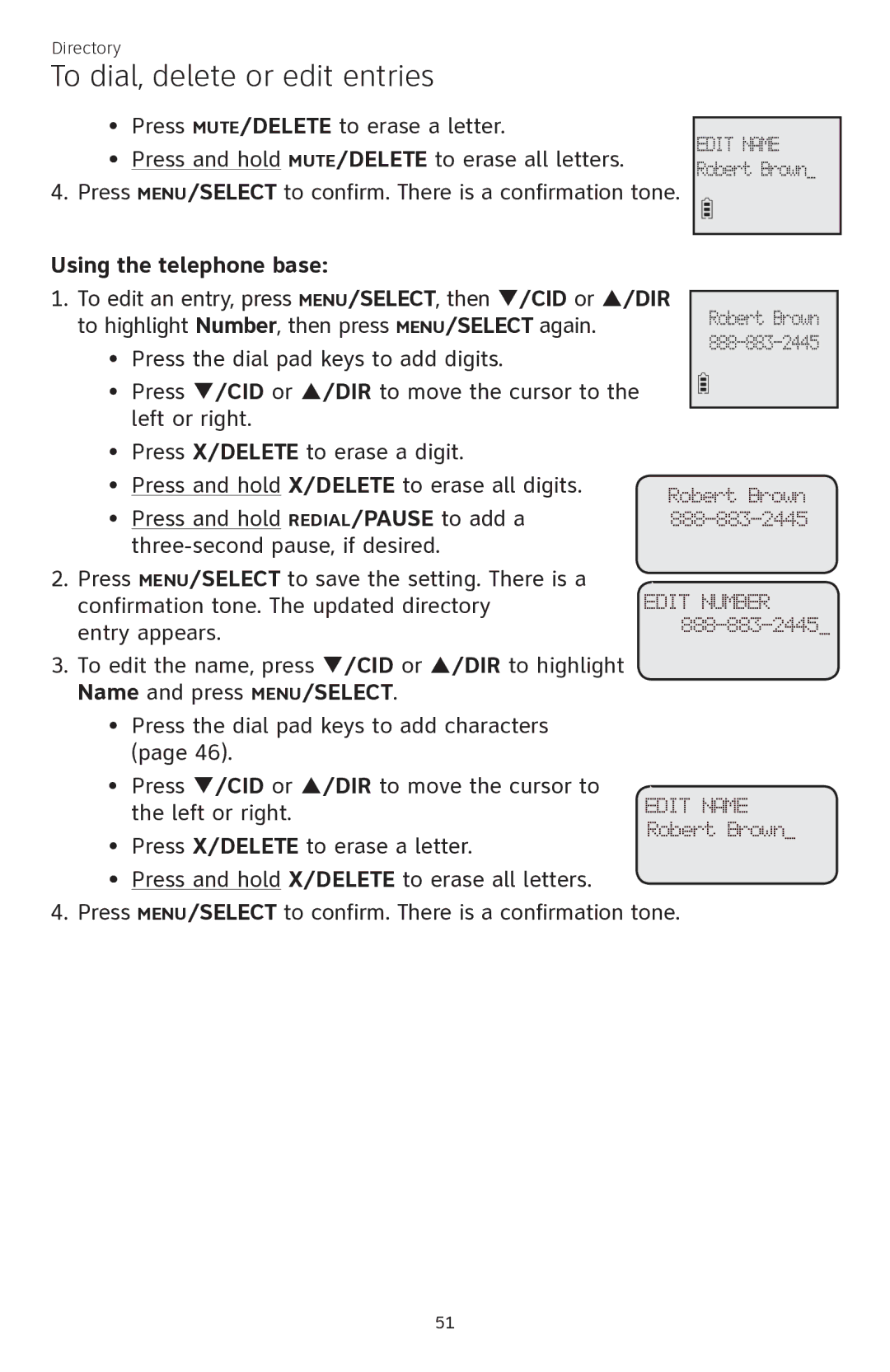 AT&T CL84350 user manual Press MENU/SELECT to confirm. There is a confirmation tone 