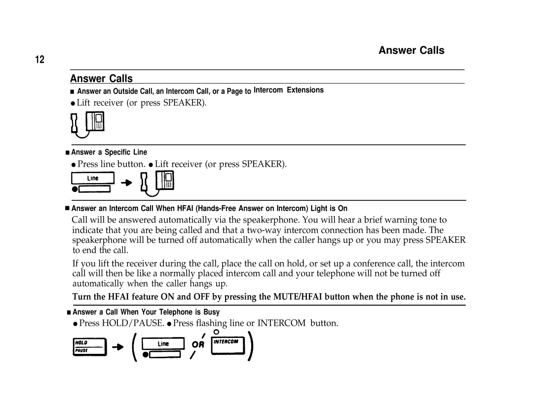 AT&T Communications System user manual Answer Calls 