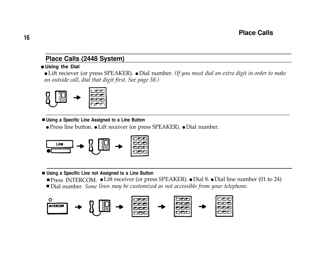 AT&T Communications System user manual Place Calls Place Calls 2448 System 