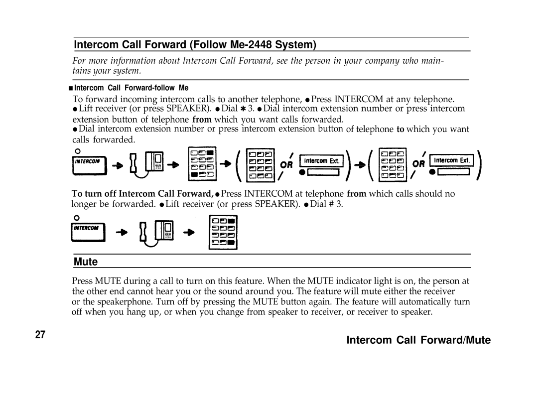 AT&T Communications System user manual Intercom Call Forward Follow Me-2448 System, Intercom Call Forward/Mute 