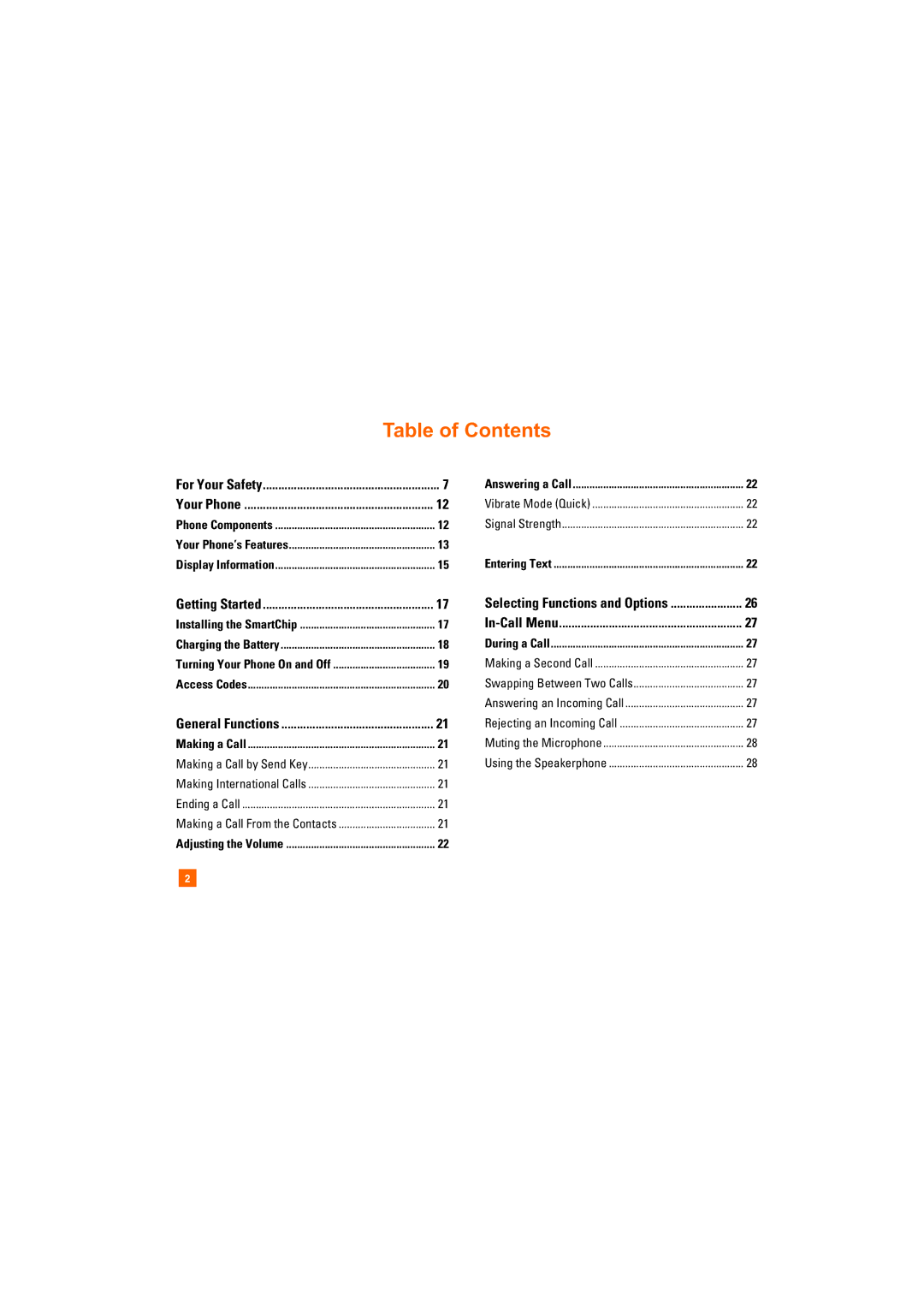 AT&T CU405 manual Table of Contents 