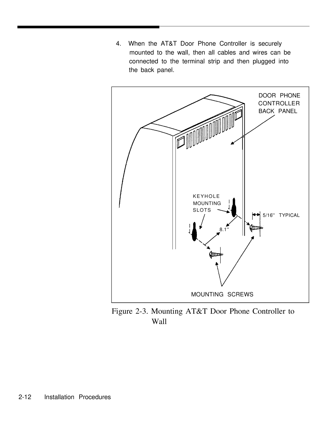 AT&T operation manual Mounting AT&T Door Phone Controller to Wall 