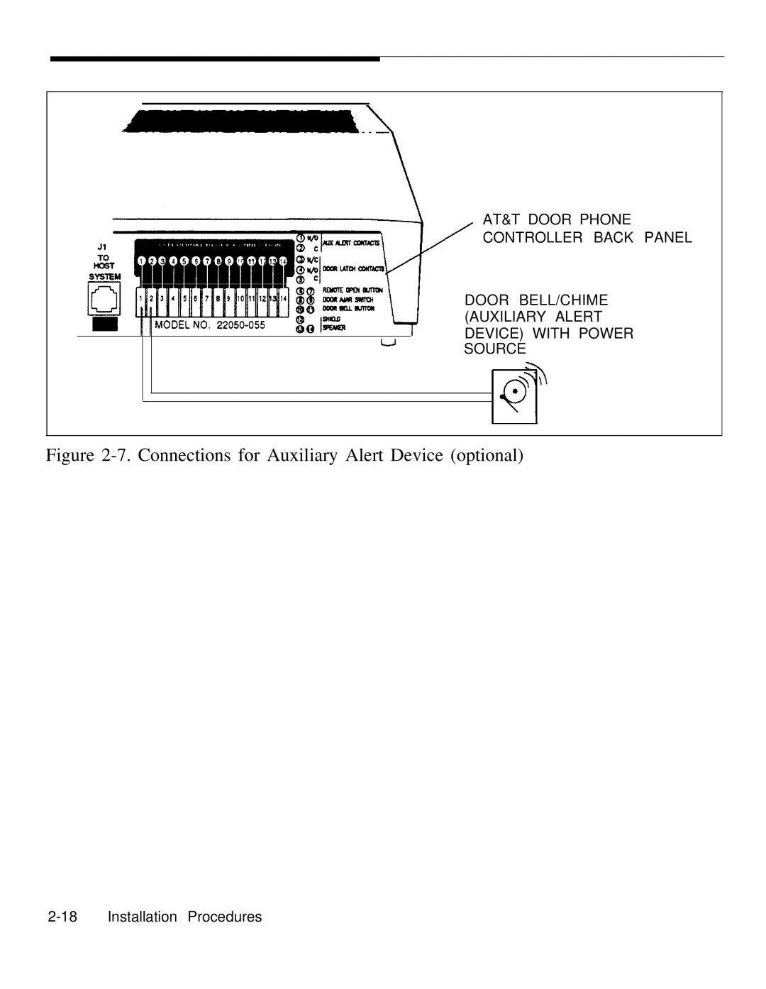 AT&T Door Phone Controller operation manual Connections for Auxiliary Alert Device optional 