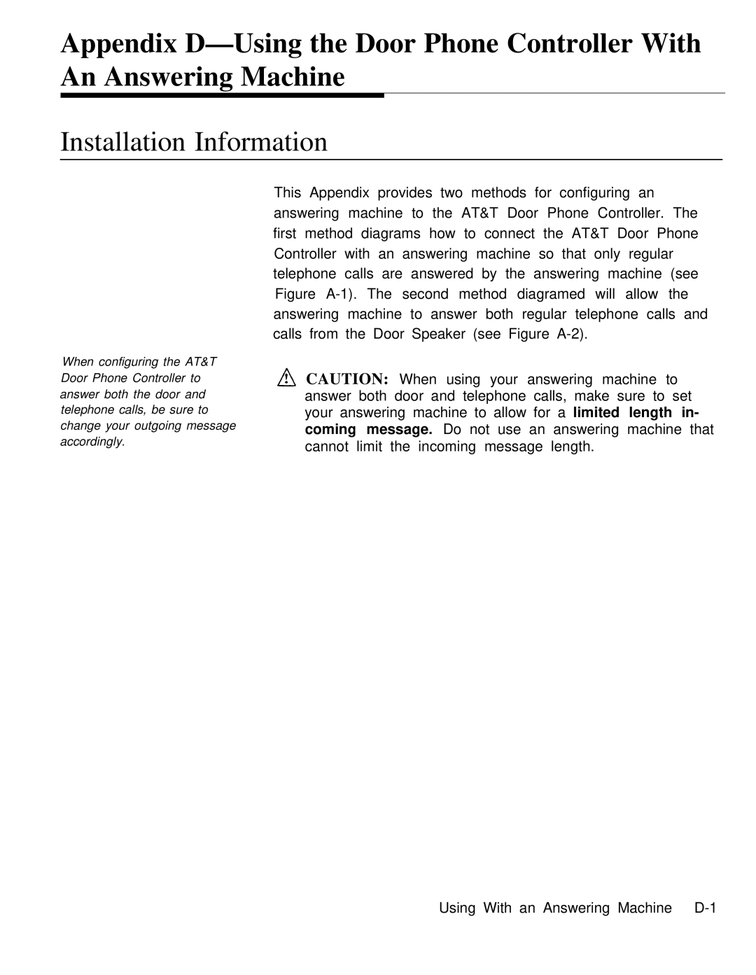 AT&T Door Phone Controller operation manual Installation Information 